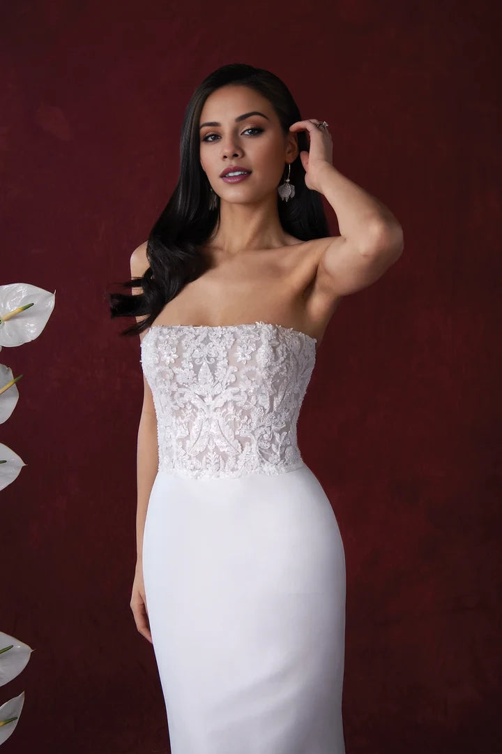 Strapless Fit and Flare Gown with Beaded Bodice and Skirt Wedding Dresses