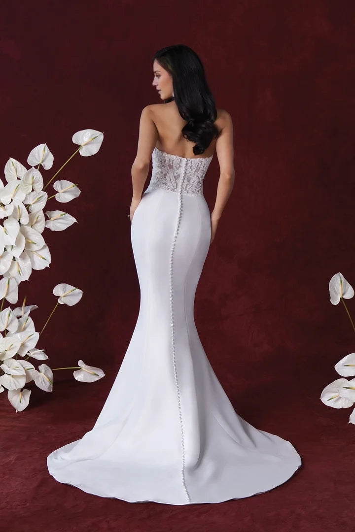 Strapless Fit and Flare Gown with Beaded Bodice and Skirt Wedding Dresses