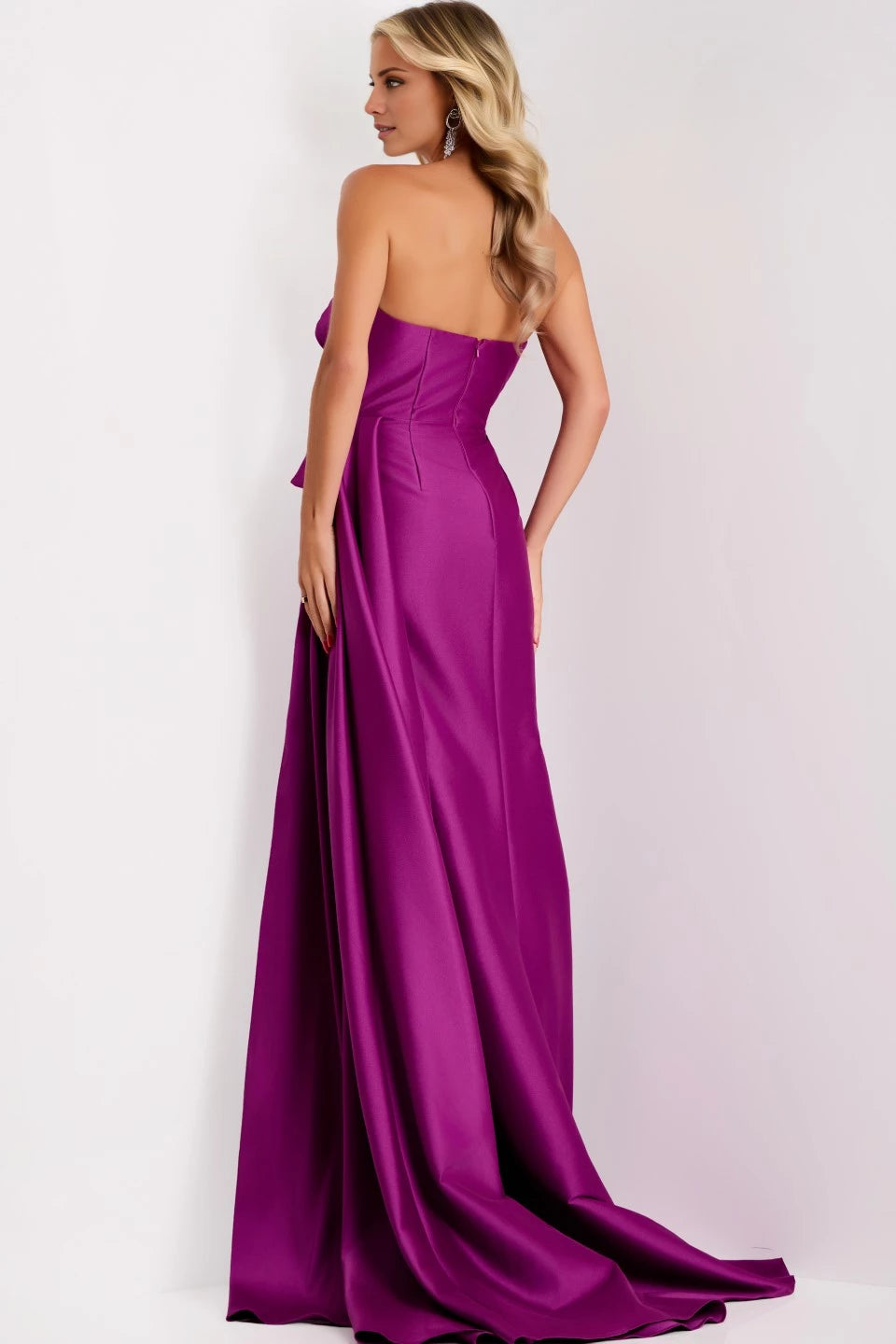 Strapless Gown with Cascading Ruffled Detail Evening Dresses