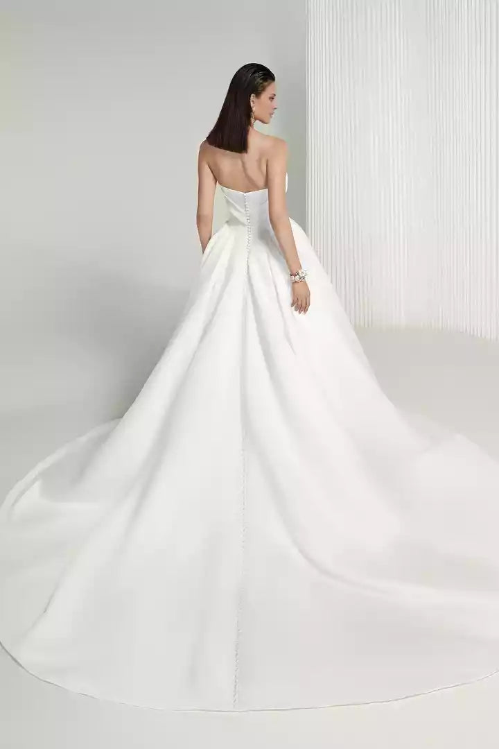 Strapless Luxe Satin Ball Gown with Basque Waist Wedding Dress
