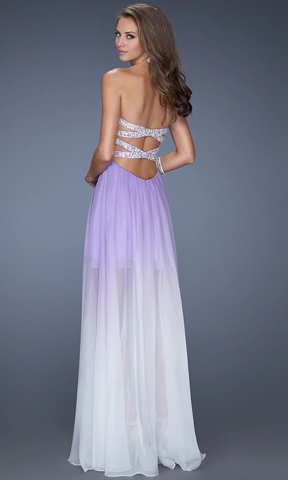 Strapless Ombre High-Low Prom Dress by La Femme Prom Dresses