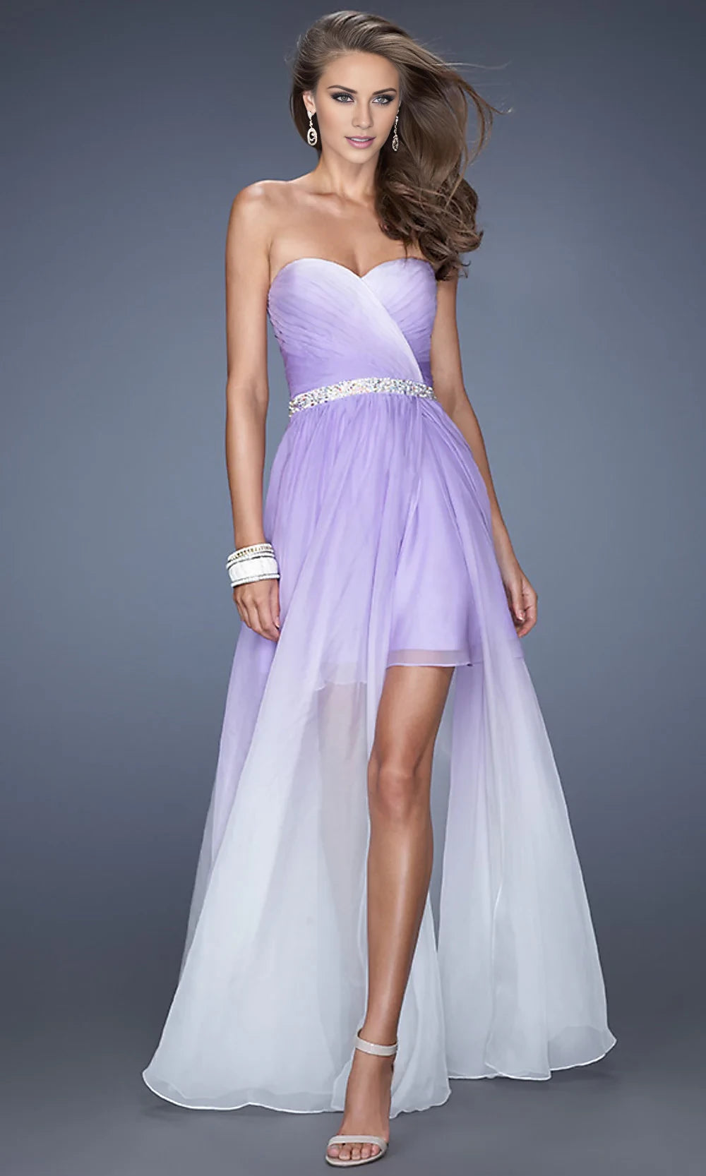 Strapless Ombre High-Low Prom Dress by La Femme Prom Dresses