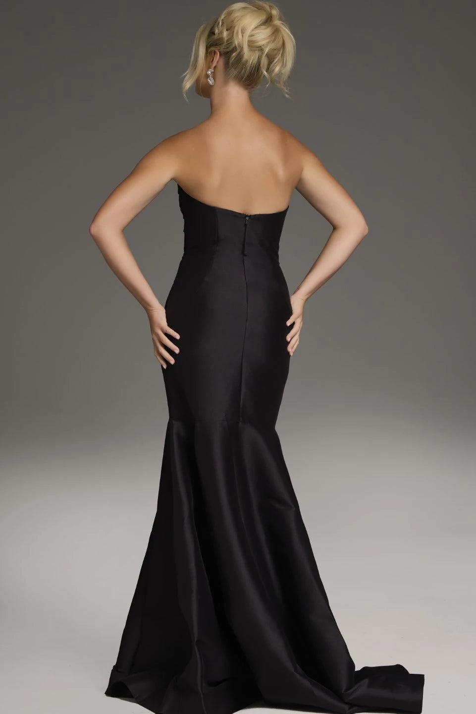 Strapless Satin Mermaid Gown with Bow Detail  Evening Dresses