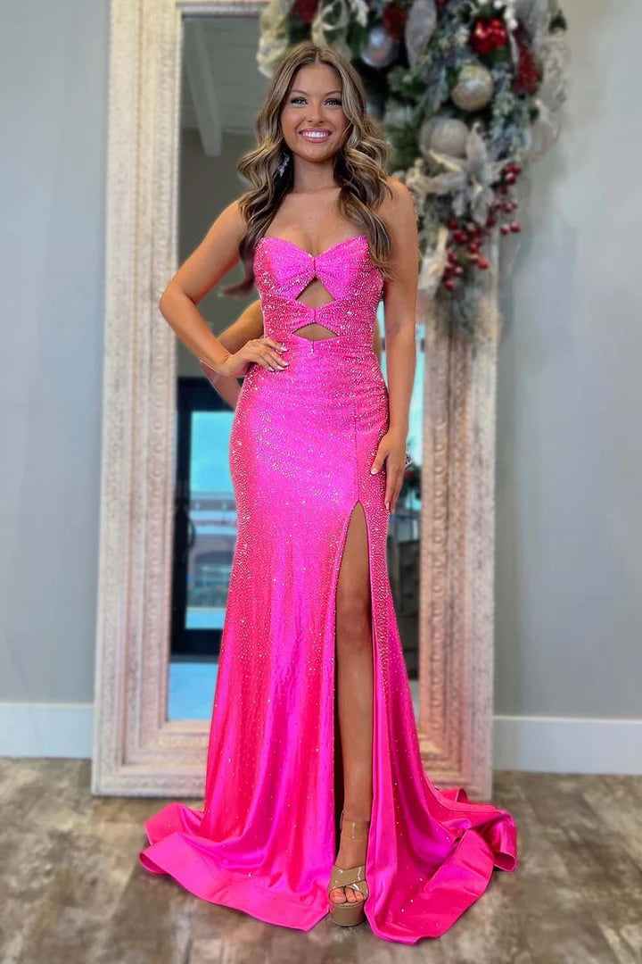 Strapless Slim Fit Prom Dress with Beads