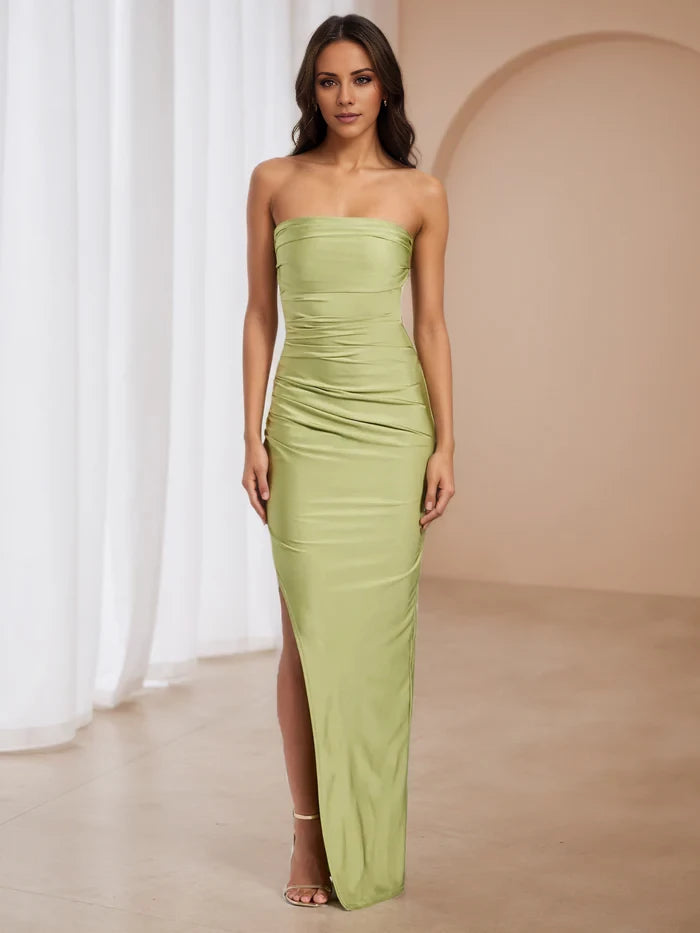 Strapless Split Fork Long Prom Dresses with Split