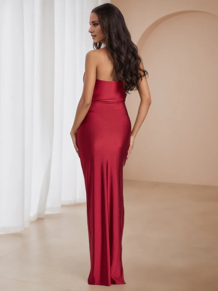 Strapless Split Fork Long Prom Dresses with Split