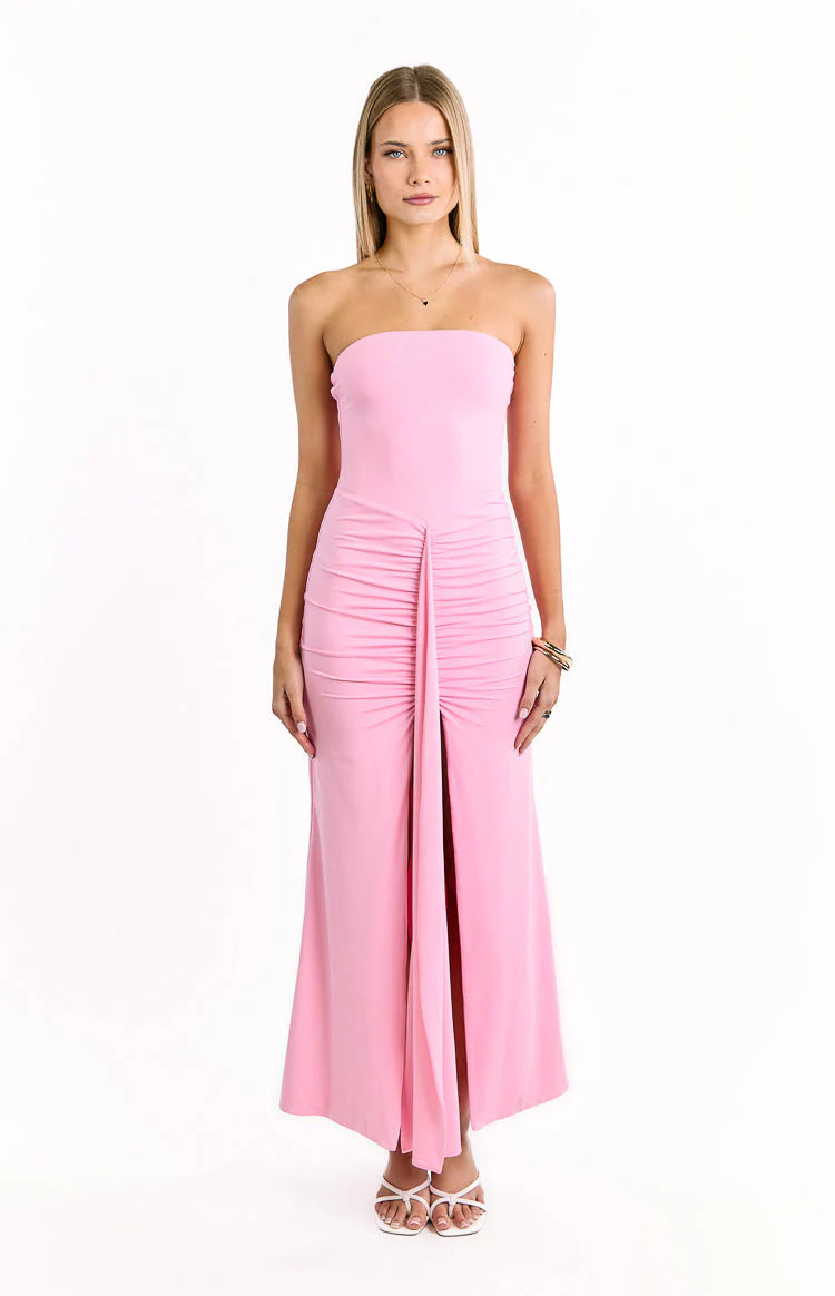 Strapless Split Fork Maxi Dress Prom Dresses