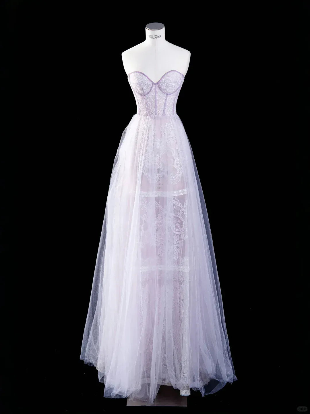 Strapless Sweetheart Neck Evening Dress with Sheer Lace Overlay & Maxi Length
