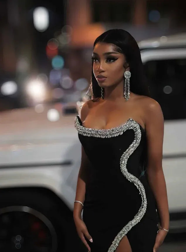 Strapless Sweetheart Neck Mermaid Evening Dress with Train