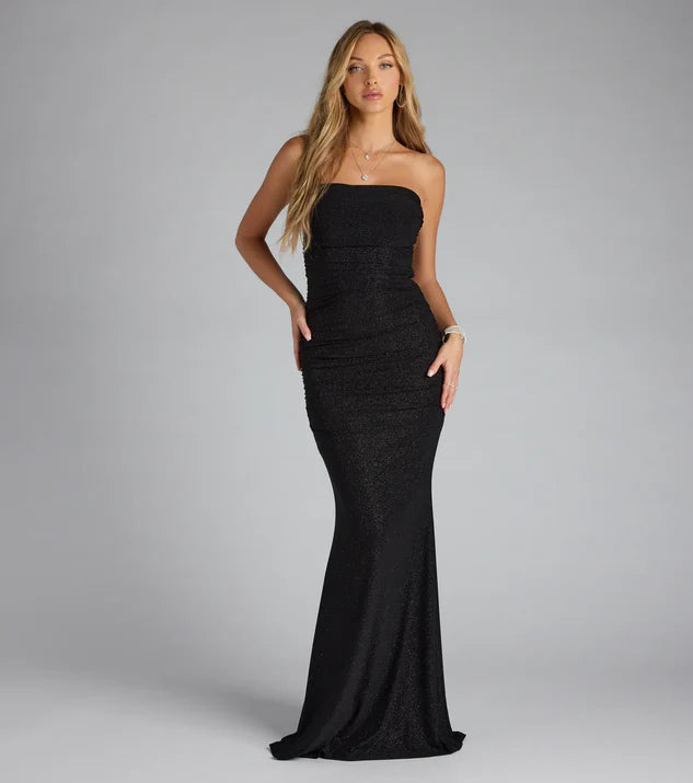 Strapless Wrap the Buttocks Mermaid Glitter Formal Dress Evening Dress