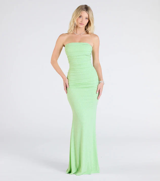 Strapless Wrap the Buttocks Mermaid Glitter Formal Dress Evening Dress