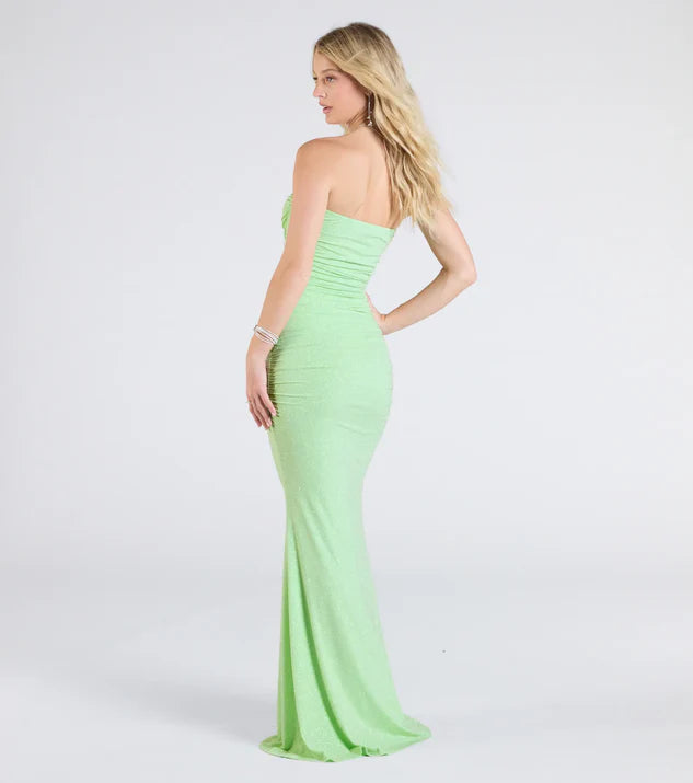 Strapless Wrap the Buttocks Mermaid Glitter Formal Dress Evening Dress