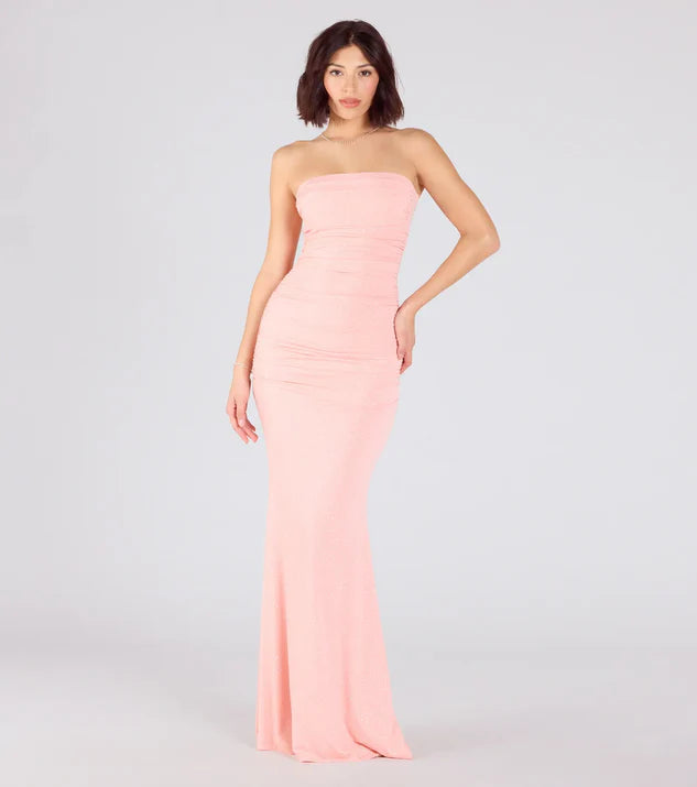Strapless Wrap the Buttocks Mermaid Glitter Formal Dress Evening Dress