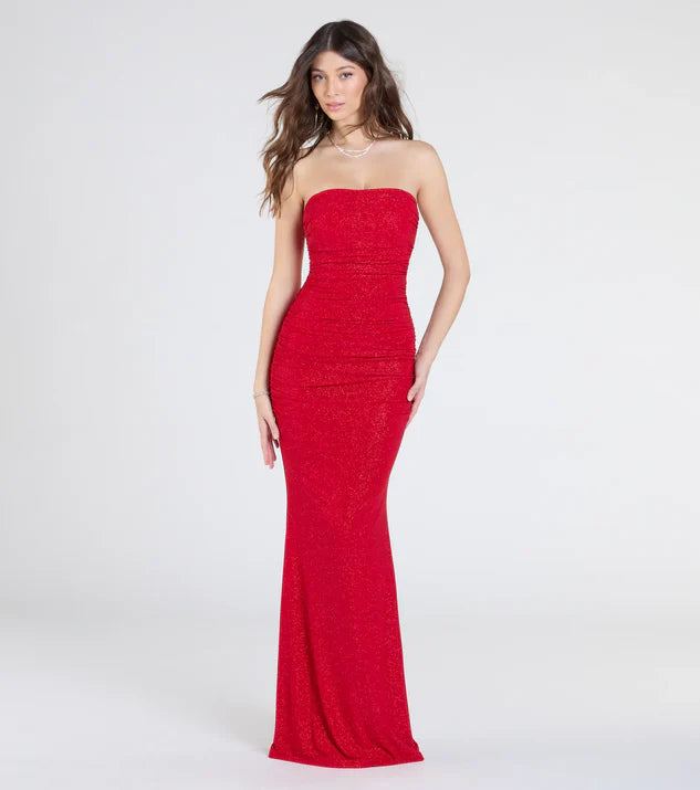Strapless Wrap the Buttocks Mermaid Glitter Formal Dress Evening Dress