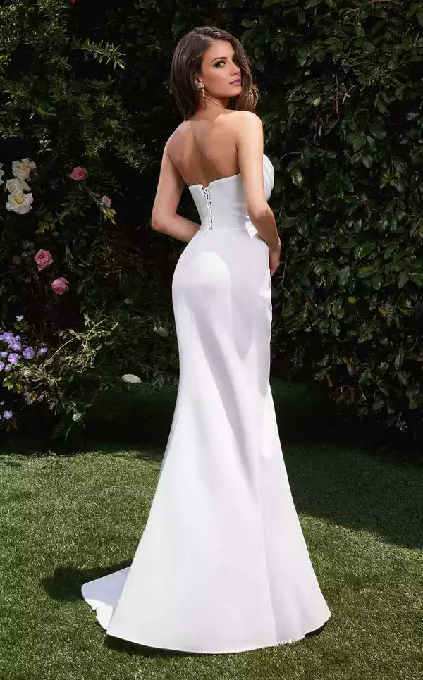 Strapless and floor split back tie  Neckline Floor-length Evening Dress