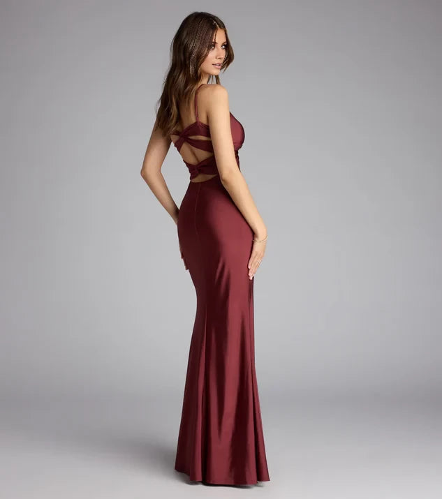 Strappy Back Mermaid Formal Dress Prom Dresses