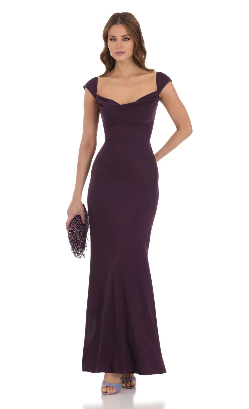 Strappy Cowl Neck Maxi Dress Prom Dresses