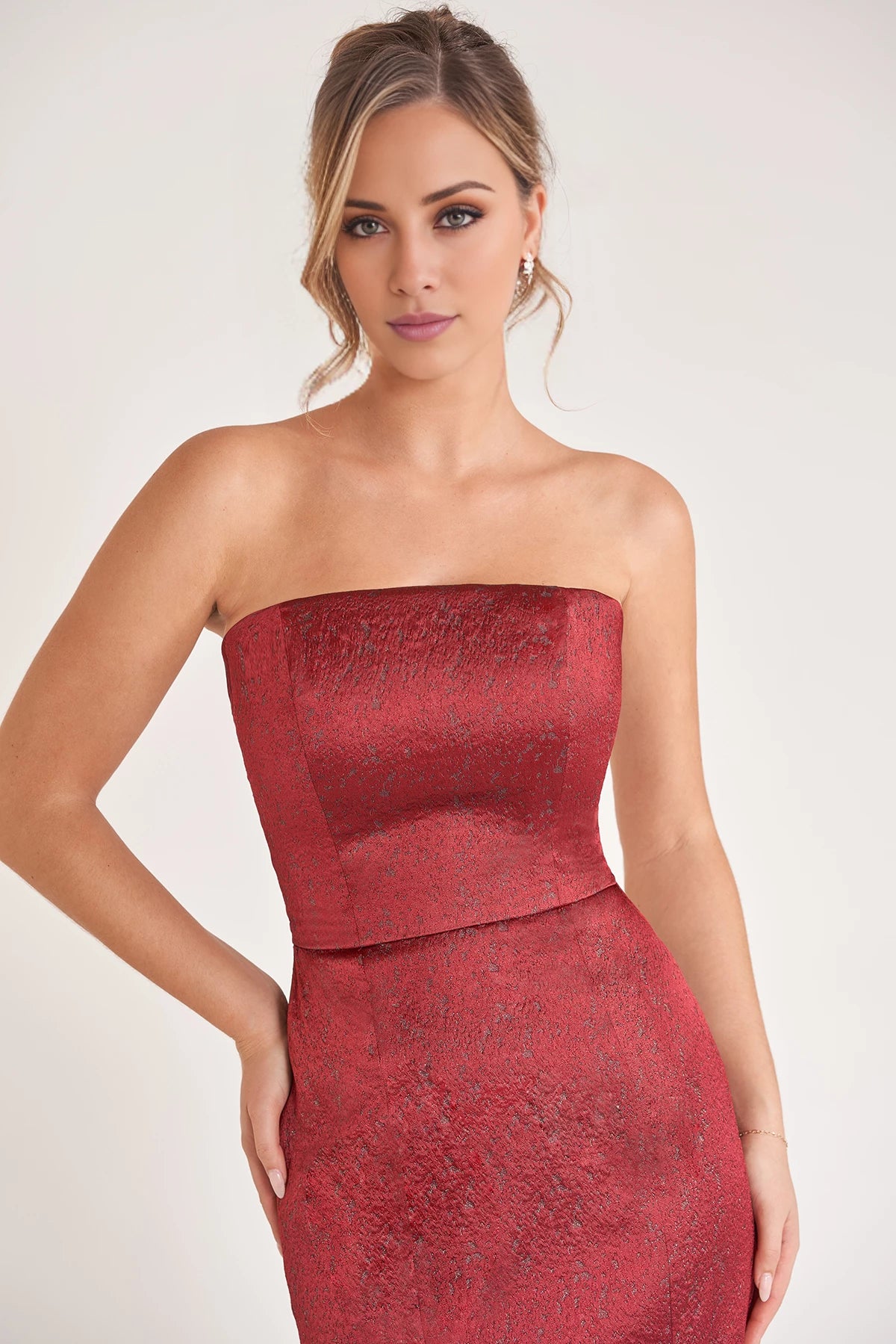 Striking Strapless Mermaid Dress with Fitted Bodice and Off The Shoulder Jacket Mother of the Bride Dresses