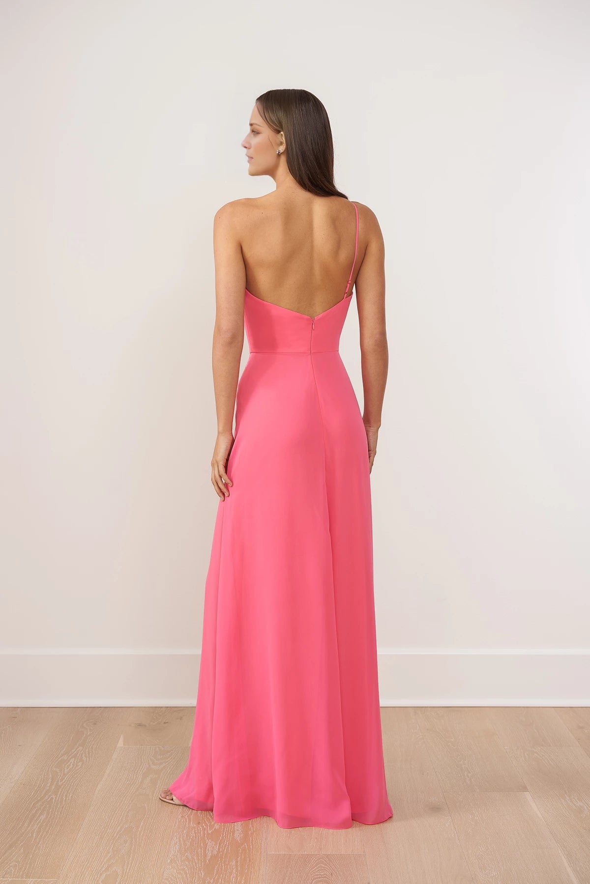 Stylish Poly Chiffon A-line Gown with Asymmetrical One Shoulder Neckline and Radiating Gathers Bridesmaid Dresses