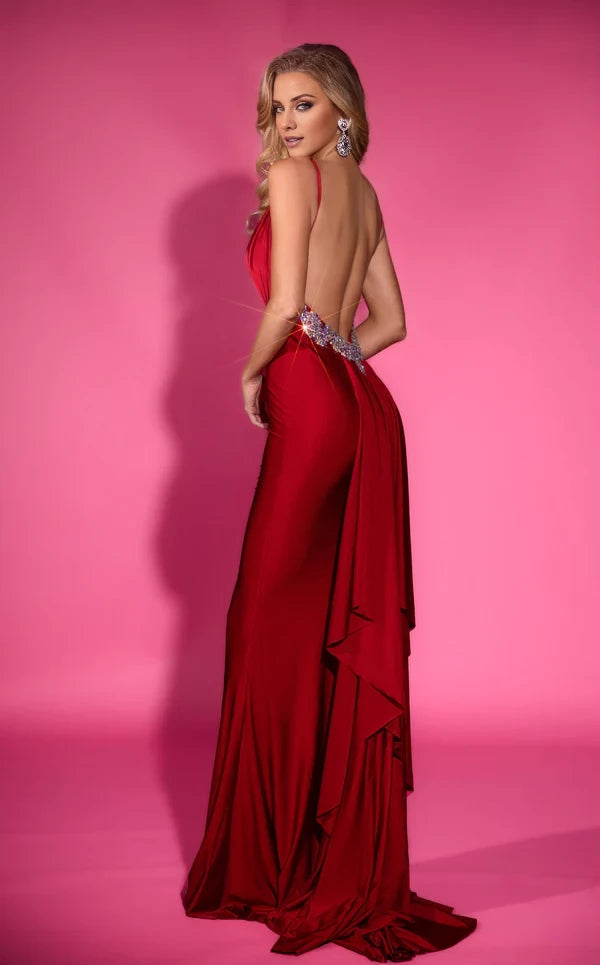 Sultry Plunging Neckline Long Mermaid Dress Evening Dresses