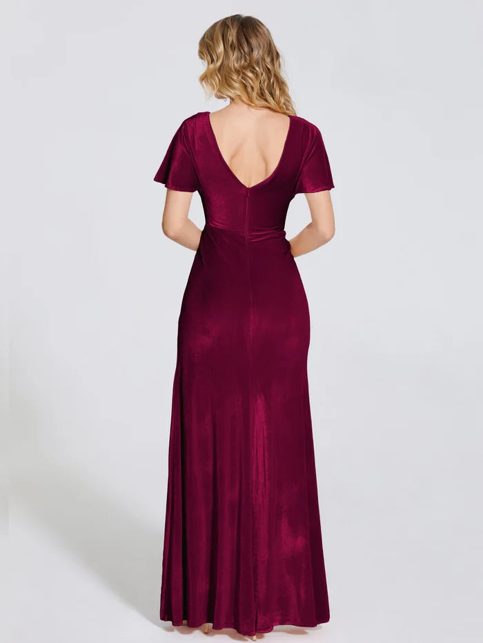 Summer Sheath Short Sleeves Velvet  Mother of the Bride Dresses