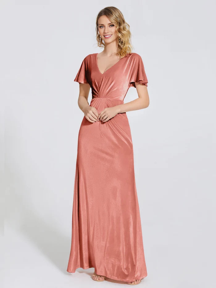 Summer Sheath Short Sleeves Velvet  Mother of the Bride Dresses