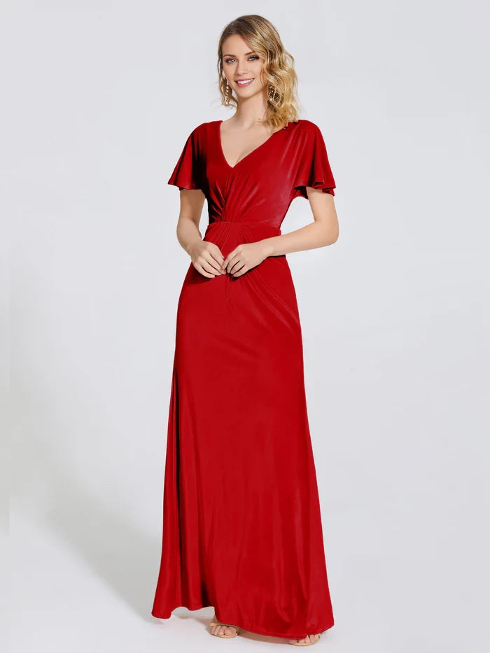 Summer Sheath Short Sleeves Velvet  Mother of the Bride Dresses