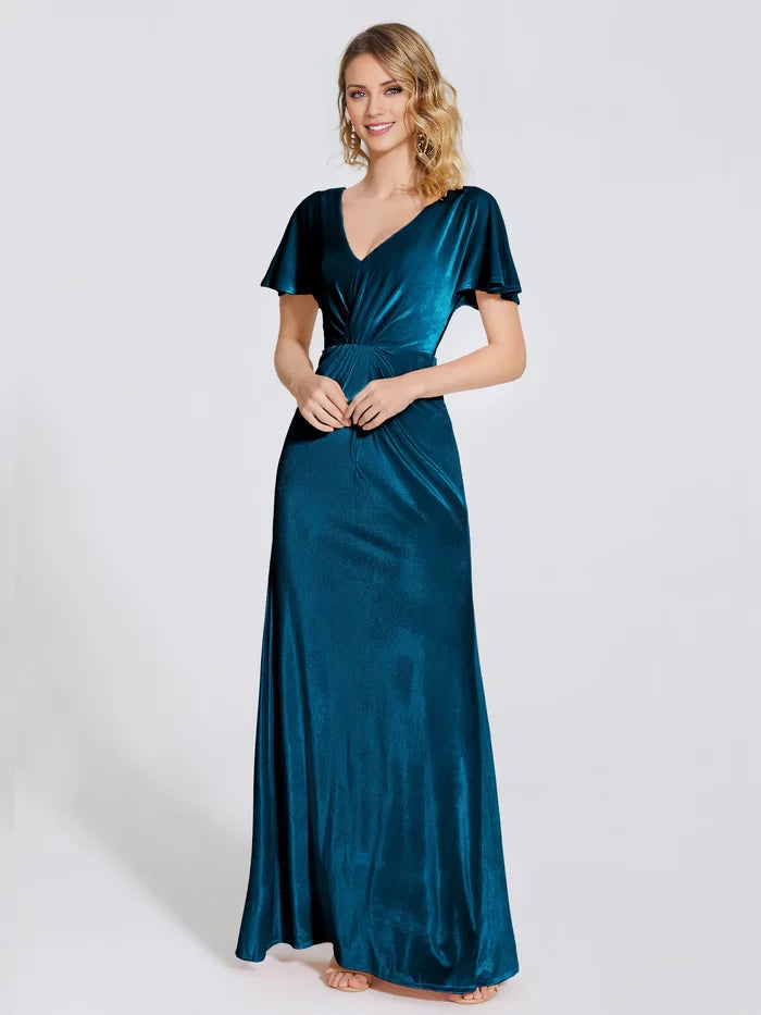 Summer Sheath Short Sleeves Velvet  Mother of the Bride Dresses
