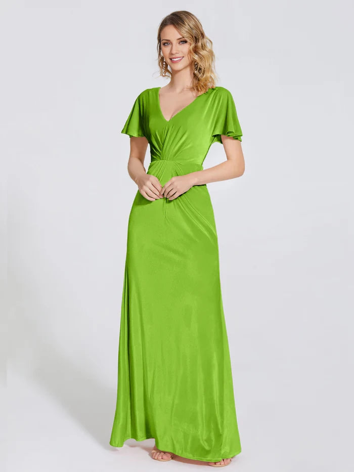 Summer Sheath Short Sleeves Velvet  Mother of the Bride Dresses