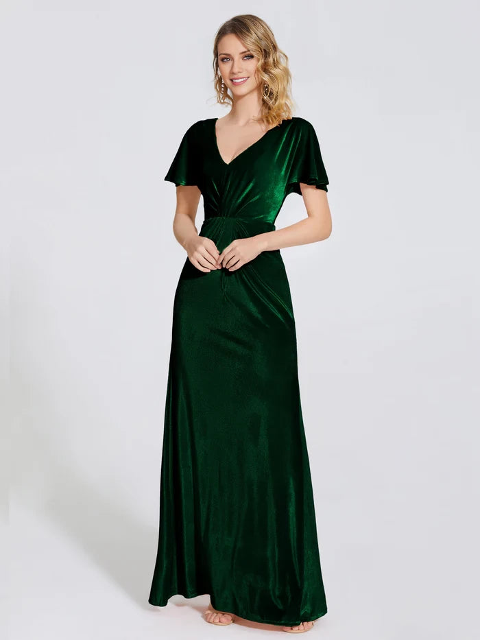 Summer Sheath Short Sleeves Velvet  Mother of the Bride Dresses