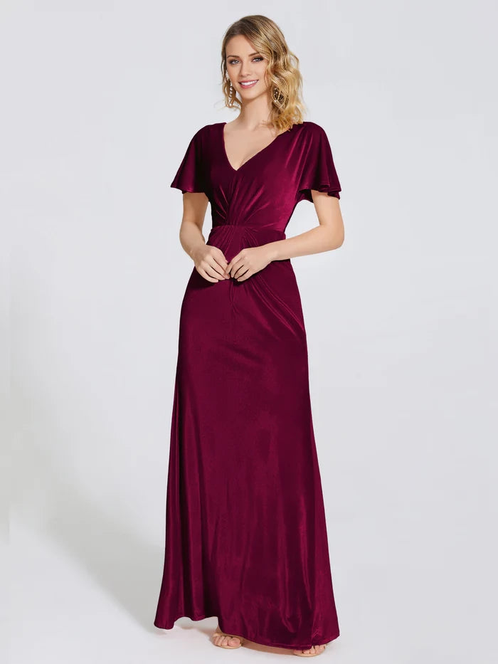 Summer Sheath Short Sleeves Velvet  Mother of the Bride Dresses