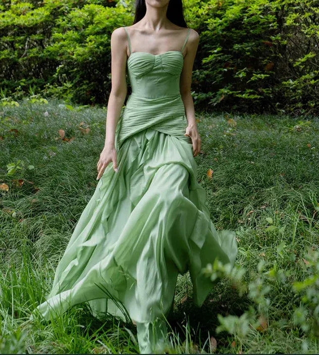 Sweetheart Neck Ruched Bodice Evening Gown with Ruffle Slit
