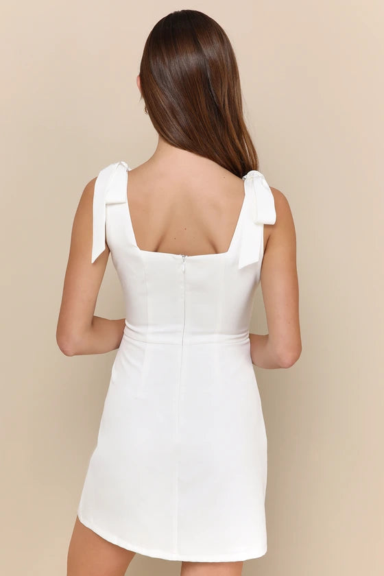 Sweetie Tie-Strap Bow strap Mini Dress Homecoming Dress