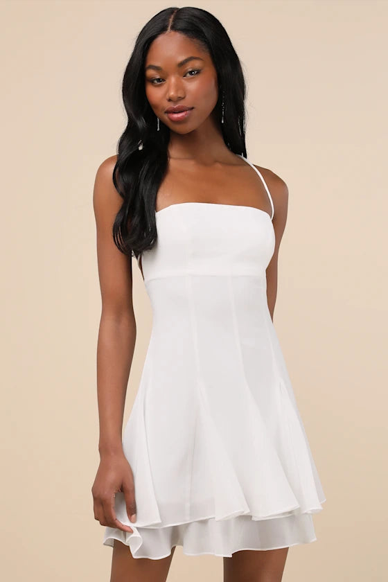 Sweetness Pleated Tiered Mini Dress Homecoming Dress