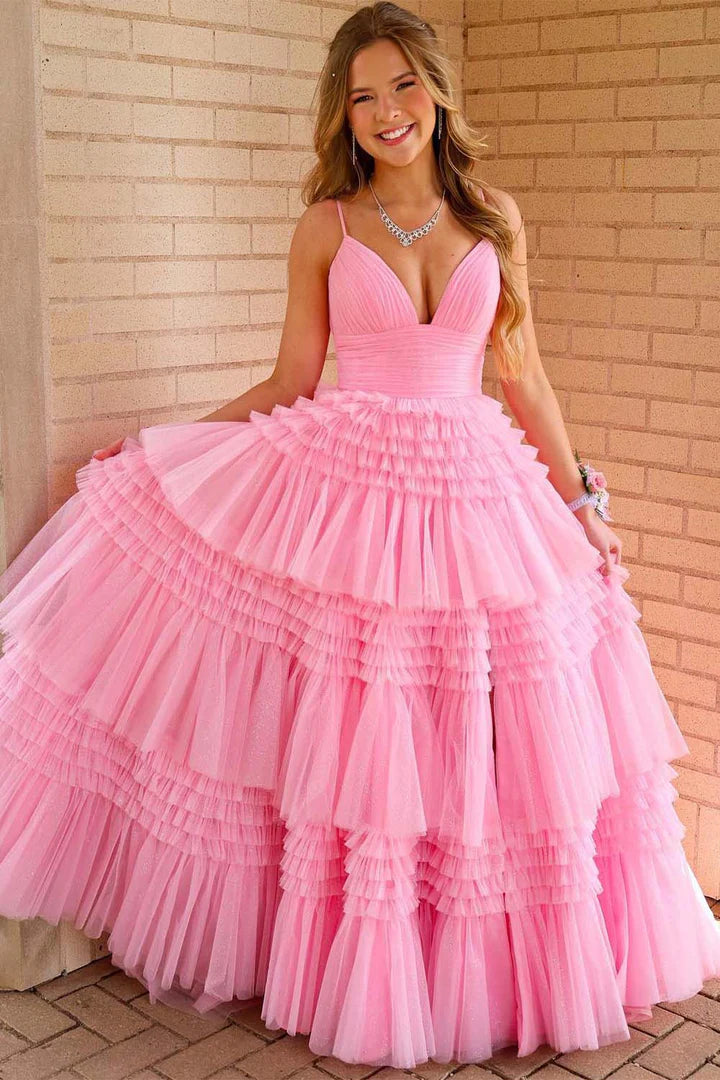 Thin shoulder strap split Prom Dress