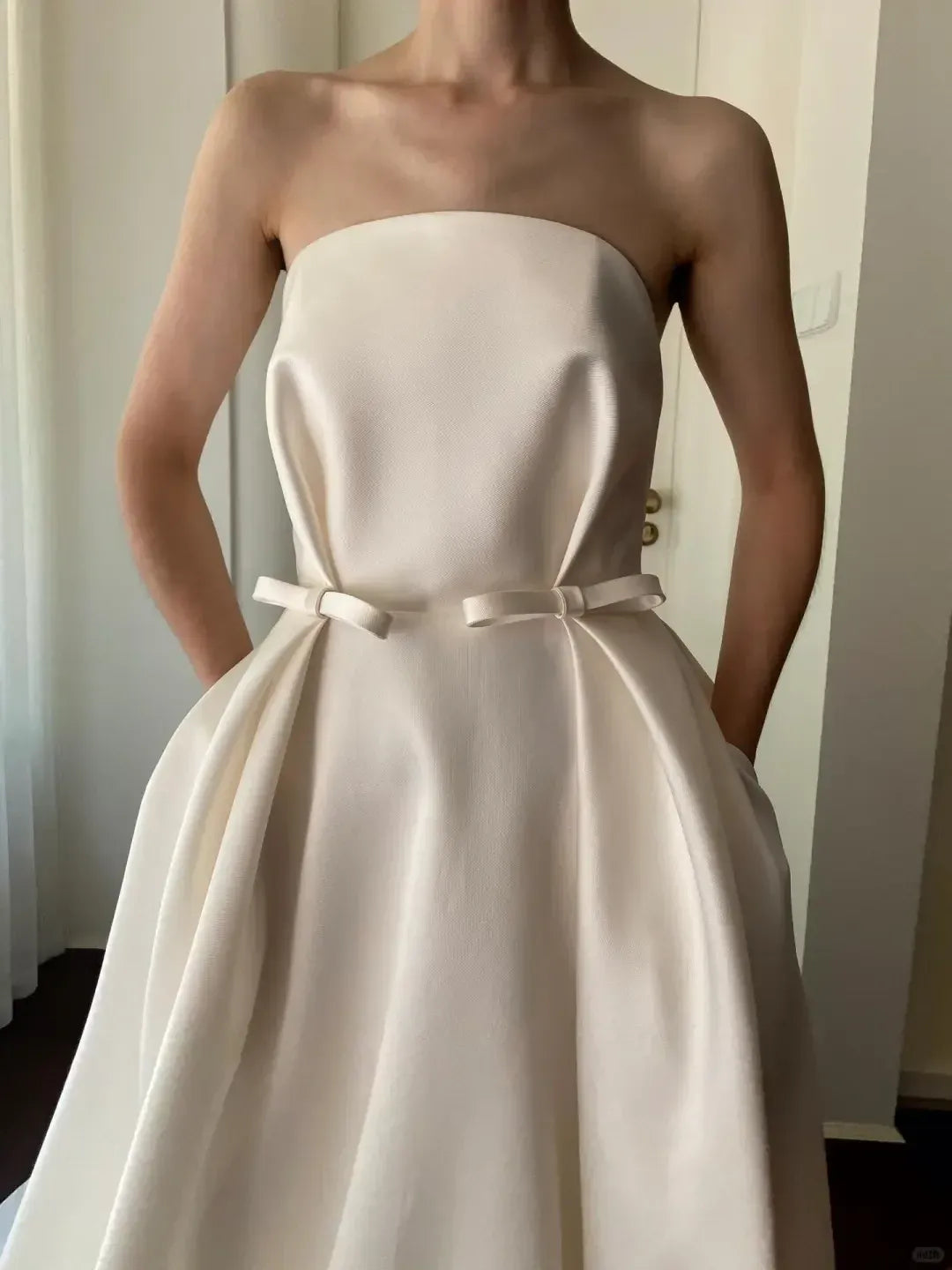 Timeless A-Line Strapless Bow-Belt Floor-Length Prom Dresses