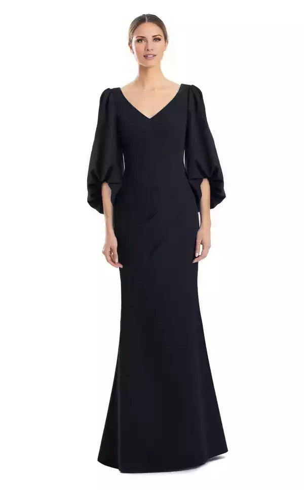 Trumpet Dress with Peasant Sleeves and V neck Evening Dress