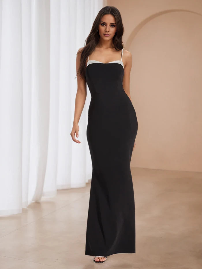 Trumpet Mermaid Floor Length Prom Dresses in Black