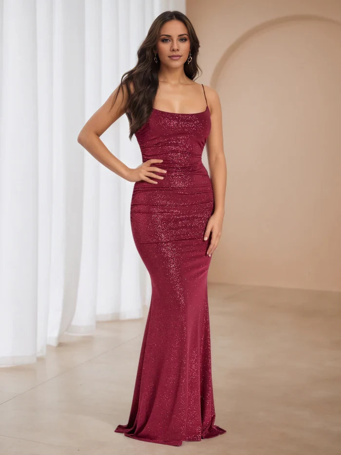 Trumpet Mermaid Glitter Sweep Brush Train Prom Dresses