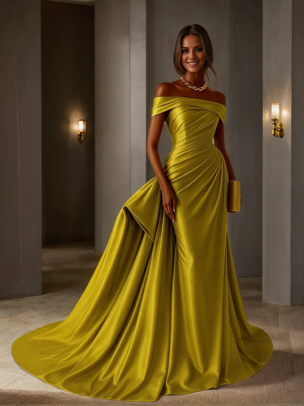 Trumpet/Mermaid Off-the-shoulder Sleeveless Back Zip Court Train Evening Dresses with Ruffles