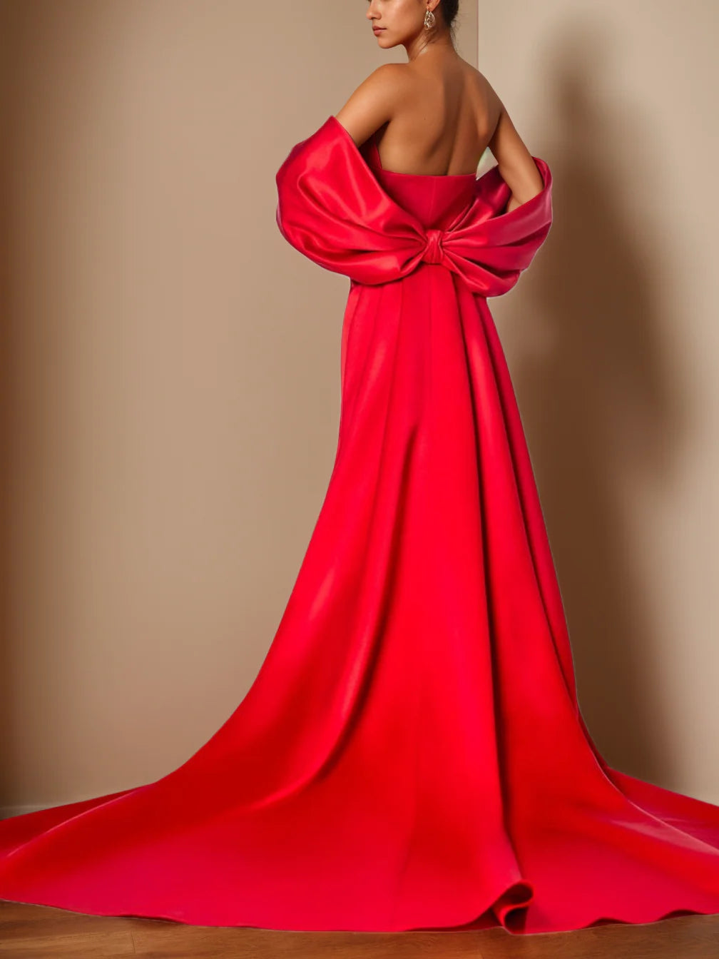 Trumpet/Mermaid Strapless Sleeveless Chapel Train Unique Evening Dress with Split Side