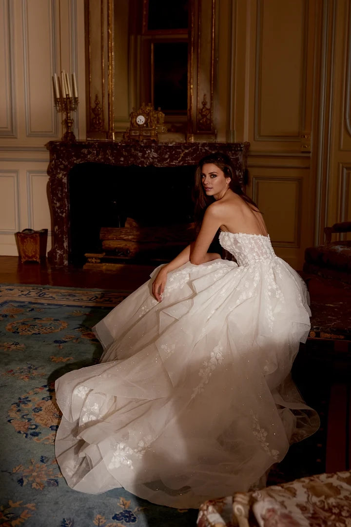 Tulle Ballgown with Strapless Neckline and Illusion Bodice Wedding Dresses