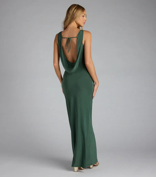 V-Neck Little Bit Of Low Back Maxi Dress Evening Dress