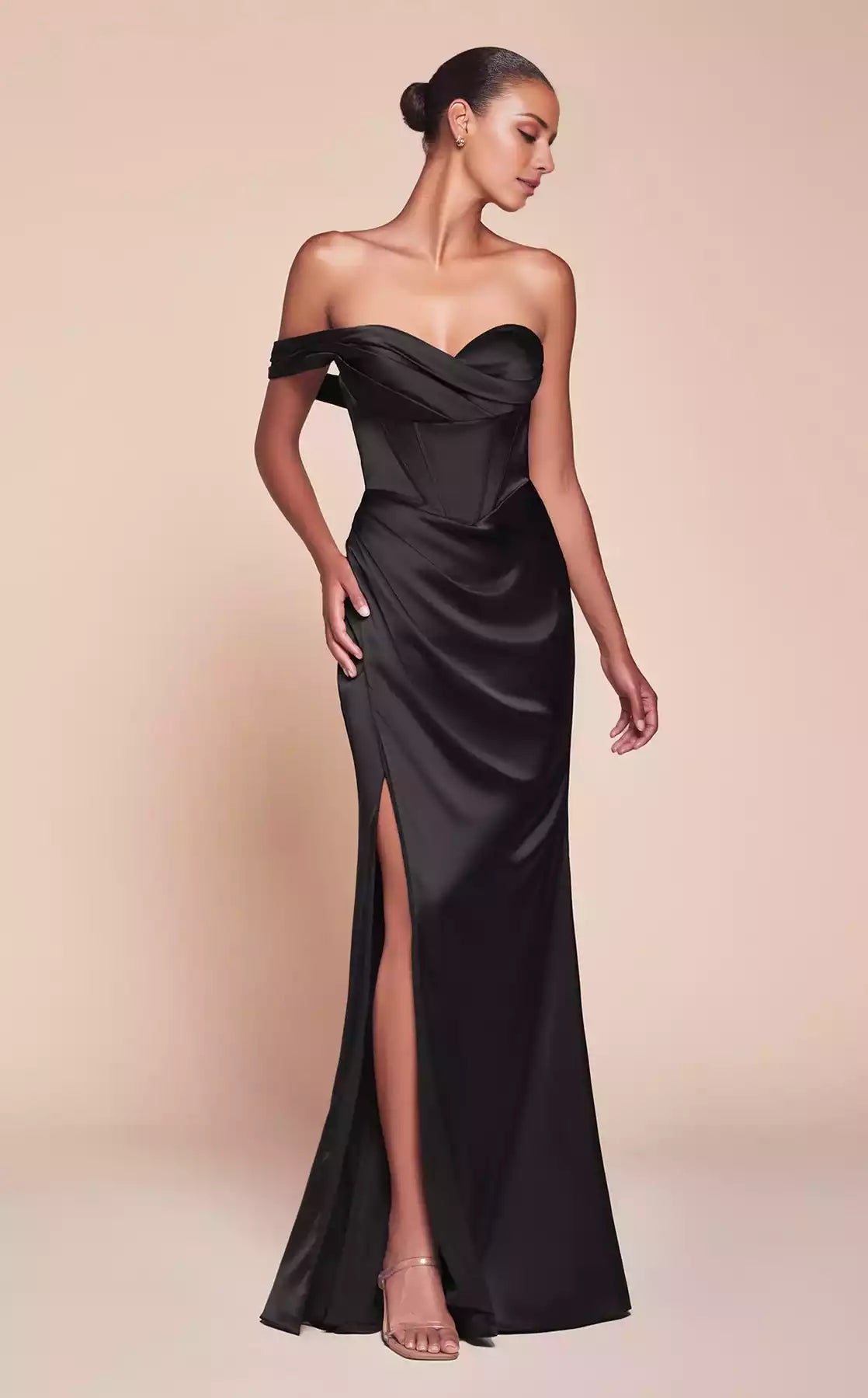 V Neck One Shoulder Retract Your Waist Split Fork Floor length Evening Dress