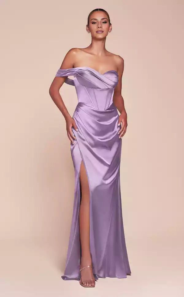 V Neck One Shoulder Retract Your Waist Split Fork Floor length Evening Dress