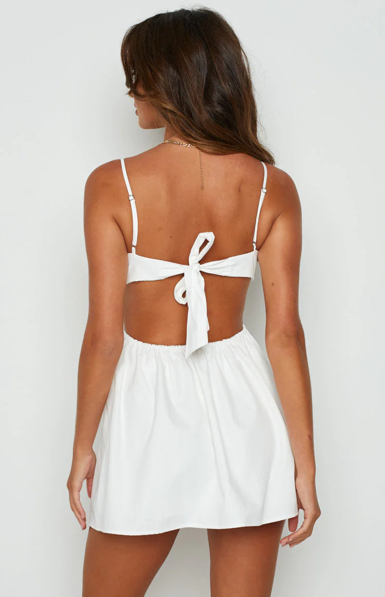 V-Neck Plunge V  Lace-Up Back Mini Dress Homecoming Dress