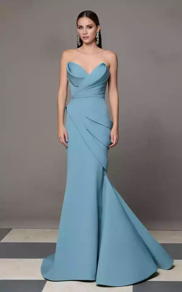 V Neck Retract Your Waist Off the Shoulder Evening Dress