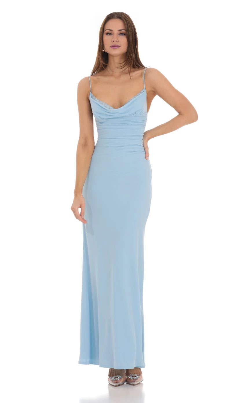 V Neck Mermaid Maxi Dress Prom Dresses