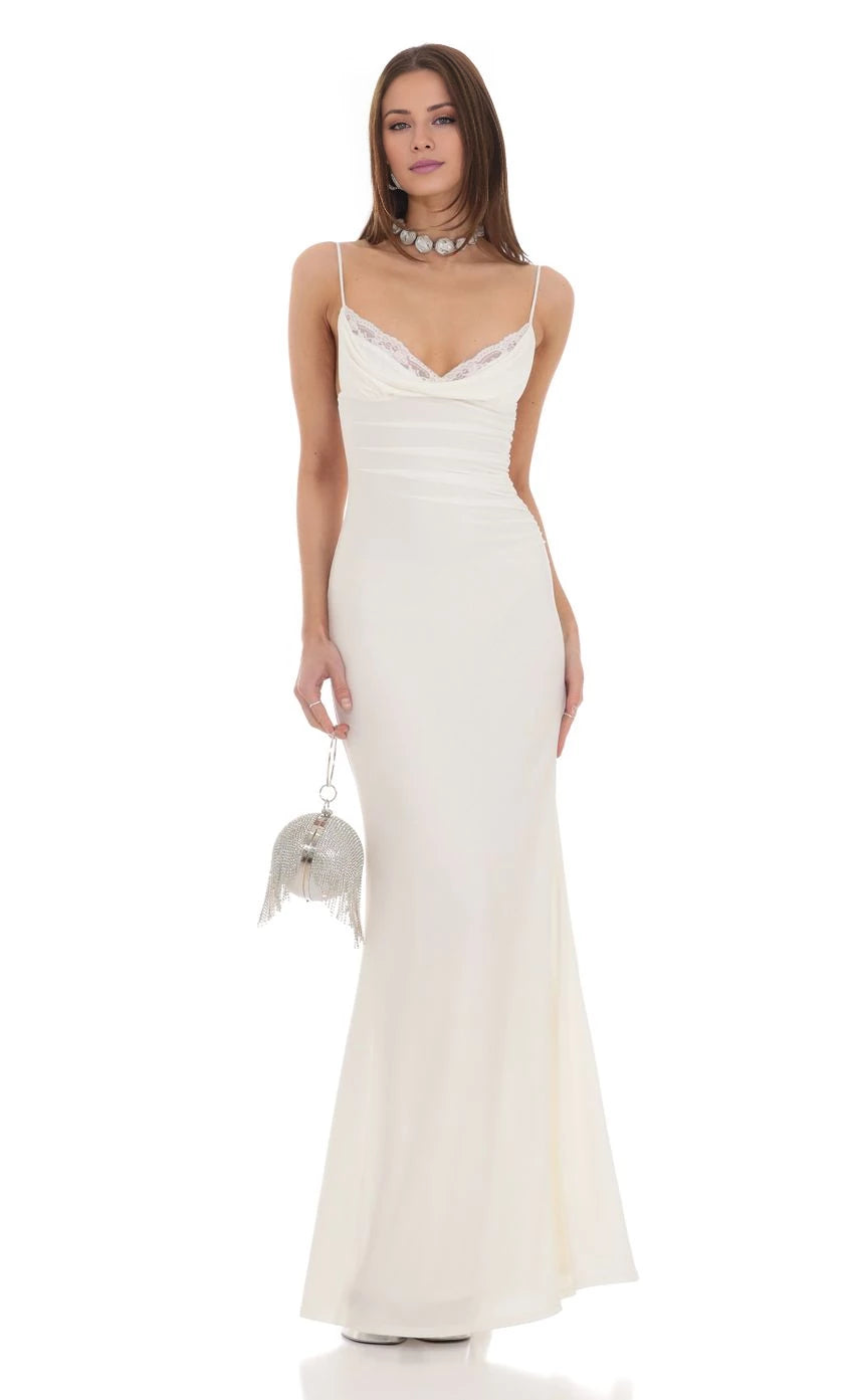 V Neck Mermaid Maxi Dress Prom Dresses