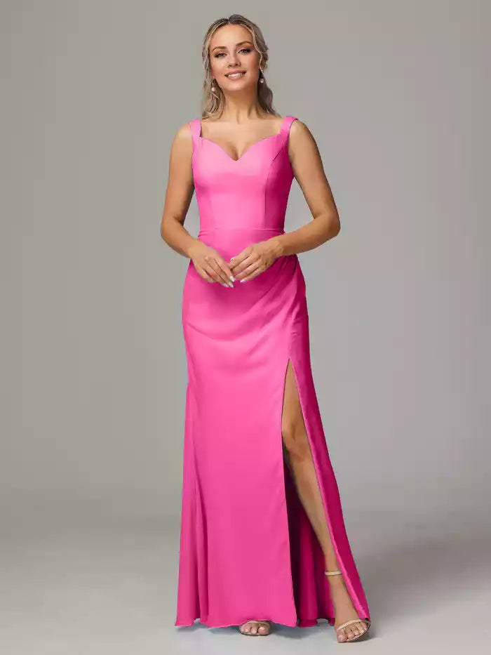 V Neck Sleeveless Chiffon Bridesmaid Dress With Slit